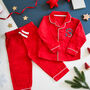 Liberty Of London Christmas Children's Personalised Classic Pyjamas Red, thumbnail 1 of 7