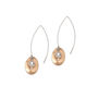 Rose Gold Colour Eco Long Oval And Pearl Earrings, thumbnail 2 of 3