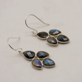 Labradorite Gold Earrings: Sterling Silver Dangle Drop, 3 of 6