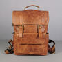 'Kingsley' Men's Leather Laptop Backpack In Tan, thumbnail 4 of 12