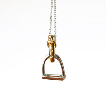 Personalised Sterling Silver And Gold Stirrup Necklace, 9 of 9