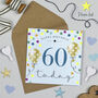 Balloon Brights 60th Birthday Card Blue, thumbnail 1 of 2