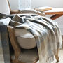 Beige And Grey Check Lambswool Throw, thumbnail 3 of 3