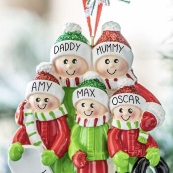 Personalised Playing In The Snow Family Decoration, 3 of 3