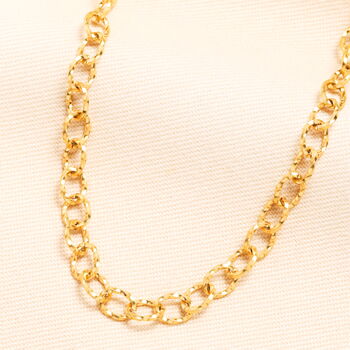 Hammered Oval Chain Necklace In Gold Plating, 2 of 5