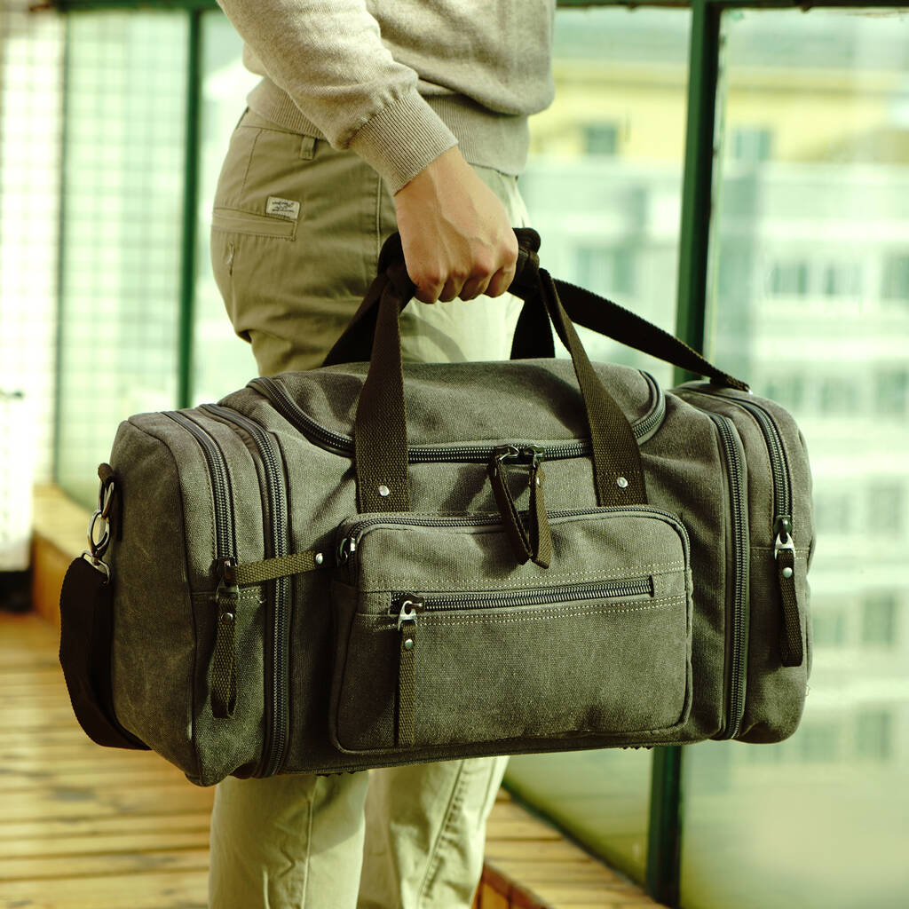 Canvas Holdall Duffel With Side Pockets, 1 of 12