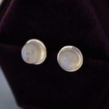 Natural Moonstone Stud Earrings In Sterling Silver, 2 of 12