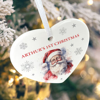 Traditional Santa Any Message Ceramic Heart Hanging Decoration Bauble + Gift Box, 6 of 7