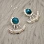 Blue Apatite, Pearl Silver Earrings, thumbnail 3 of 12
