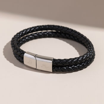 Men's Personalised Double Leather Bracelet, 2 of 7