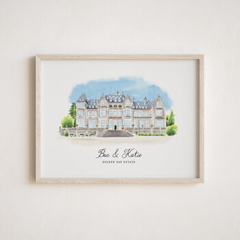 Wedding Day Gift Save The Date Venue Portrait Drawing, 6 of 12
