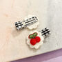 Strawberry And Cherry Embroidered Fruit Gingham Hair Clip Set, thumbnail 5 of 5