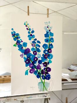 'Blue Flowers'. Two Original Study Paintings By Samantha Barnes ...