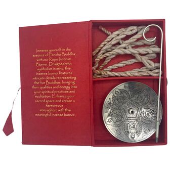 Rope Incense And Silver Plated Holder Set Pancha Buddha, 3 of 6