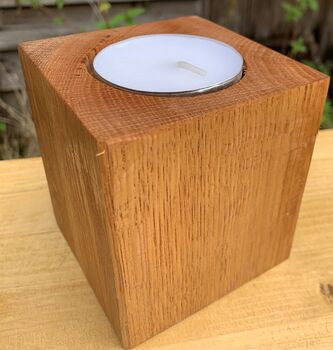 Oak Pillar Candle Holder With Extra Large Tealight, 10 of 12
