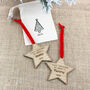 First Christmas As Mummy And Daddy Personalised Wooden Star Christmas Decorations, thumbnail 3 of 5