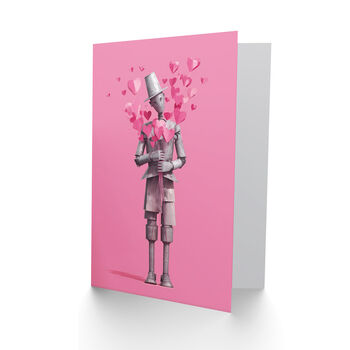 Tinman Holding Love Heart Balloon Bundle Bouquet Valentine's Card, 2 of 6