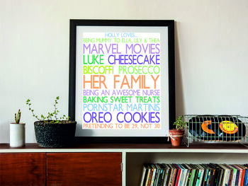 Personalised 'Favourite Things' Framed Print: Pastels, 6 of 6