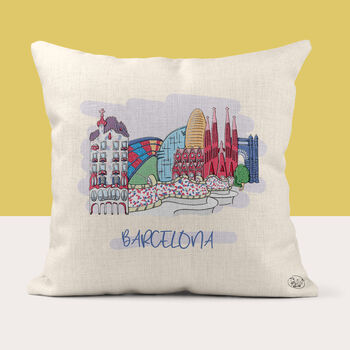 Personalised Barcelona Skyline Cushion, 3 of 3