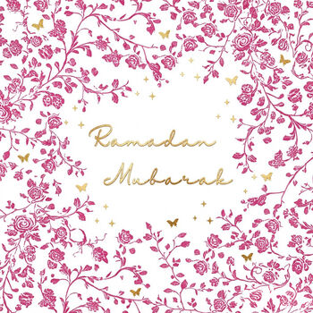 Pink Ramadan Mubarak Greeting Card With Gold Foil Calligraphy, 2 of 2