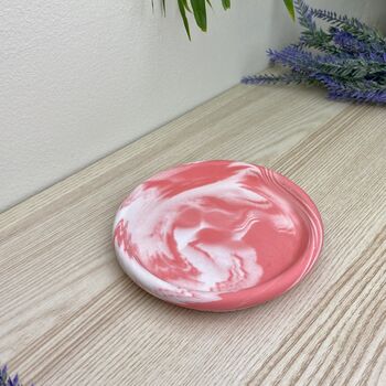 Pink Marbled Round Trinket Tray Dish, 2 of 6