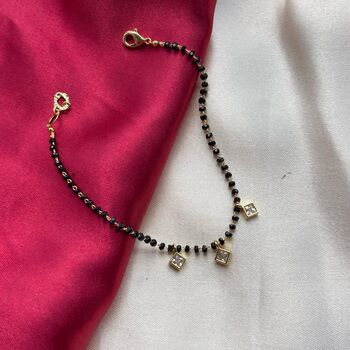 Black Beaded Mangalsutra Zircon Nazar Bracelet, 6 of 6