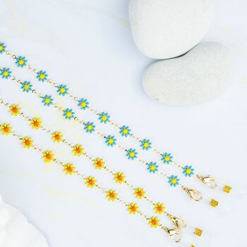 Floral Yellow Face Mask And Glasses Holder Chain, 8 of 9
