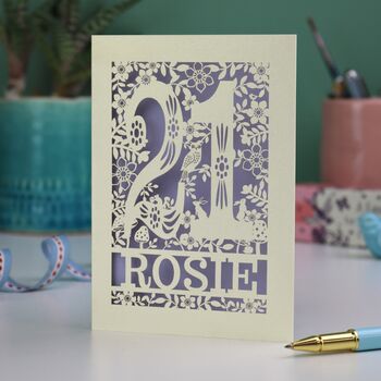 Personalised 21st Birthday Card Papercut Woodland Design, 2 of 8