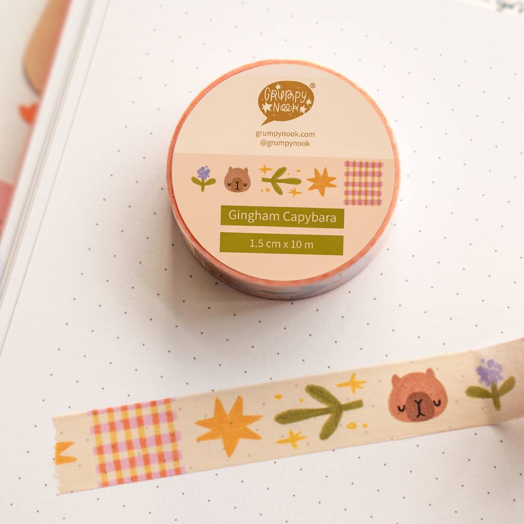Gingham Capybara Washi Tape
