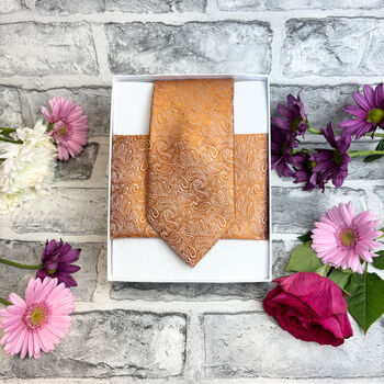 Spice Paisley Wedding Tie Set, 4 of 6