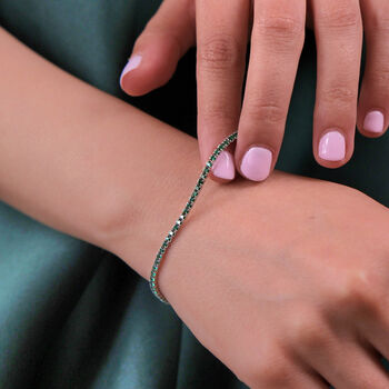 Emerald Gemstone Sterling Silver Tennis Bracelet, 5 of 5