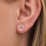 Large Sterling Silver Hammered Karma Circle Stud Earrings, thumbnail 1 of 7