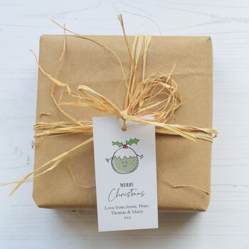 10 Personalised Christmas Pudding Christmas Gift Tags, 2 of 2