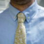 Mens Lime Yellow And White Floral Slim Style Tie, thumbnail 8 of 11