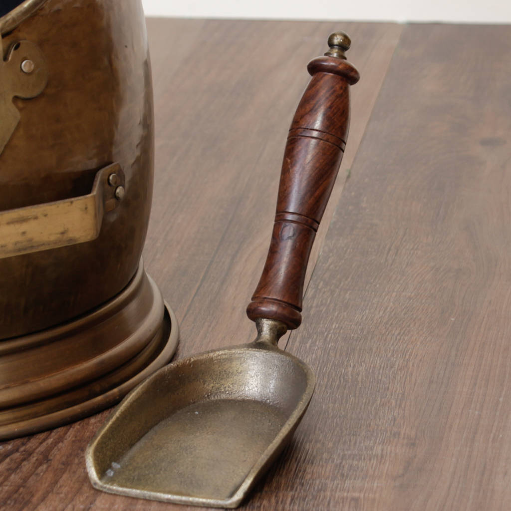 antique brass coal scuttle with shovel by dibor