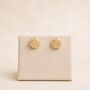 Gold Plated Sterling Silver Marigold Flower Stud Earrings – 7mm, thumbnail 4 of 9