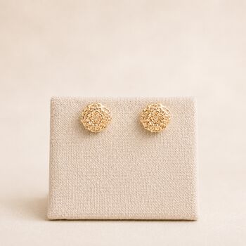 Gold Plated Sterling Silver Marigold Flower Stud Earrings – 7mm, 4 of 9
