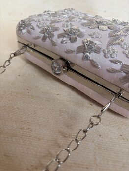 Handcrafted Raw Silk Pink Clutch Bag, 8 of 9