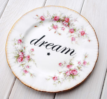 'Dream' Upcycled Vintage China Tea Plate, 2 of 3