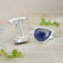 10ct Sapphire Cufflinks In Sterling Silver, thumbnail 2 of 2
