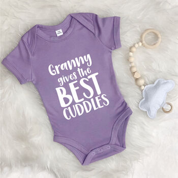 Grandma Gives The Best Cuddles Personalised Babygrow, 5 of 9