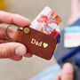 Personalised Leather Keyring For Dad With Four Metal Photo Cards With Hot Stamped Initials, Name Or Date, thumbnail 1 of 6