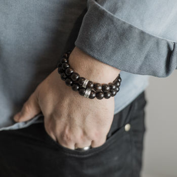 Personalised Wooden Bead Mens Bracelet, 3 of 6