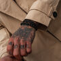 Mens Black Adjustable Leather Bracelet Double Clasp, thumbnail 2 of 11