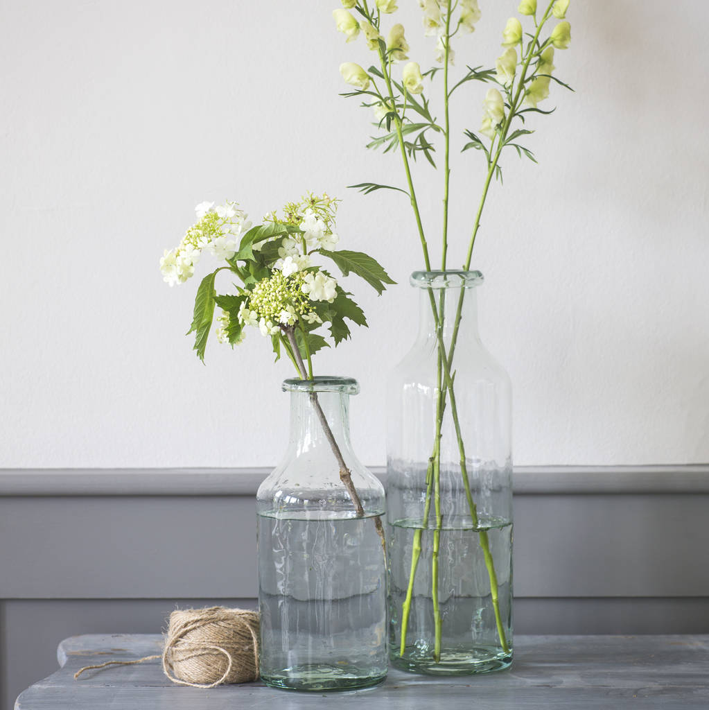 bottle vase in recycled glass by garden trading | notonthehighstreet.com