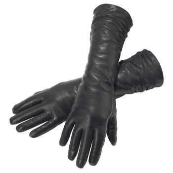 Audrey. Women's Ruched Long Leather Gloves, 2 of 12