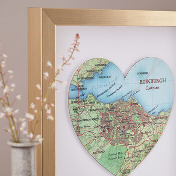 Map Heart Print Golden Wedding Anniversary Gift, 4 of 10