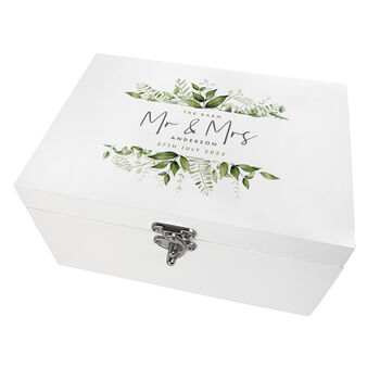 Personalised Luxury White Botanical Wedding Keepsake Box, 8 of 8