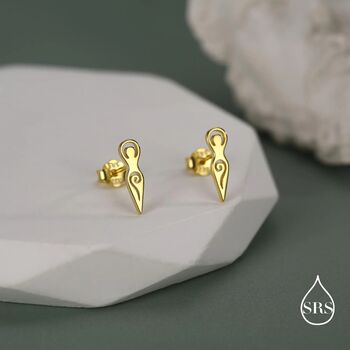 Mother Earth / Neolithic Goddess / Fertility Goddess Stud Earrings In Sterling Silver, 6 of 12