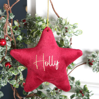 Personalised Velvet Star Christmas Tree Decoration, 2 of 3